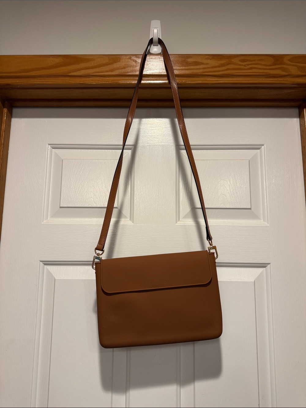 Minimalist Tan Crossbody Flap Bag